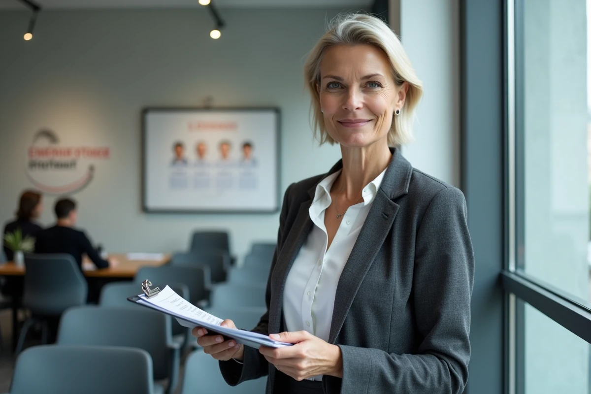 Femme remplissant un formulaire dans une agence pour l'emploi après une expérience professionnelle à l'étranger