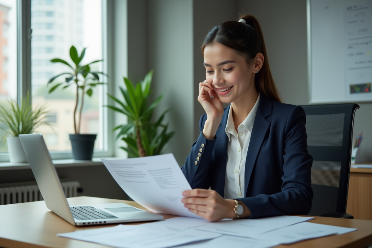 Jeune femme d'affaires au bureau en réunion
