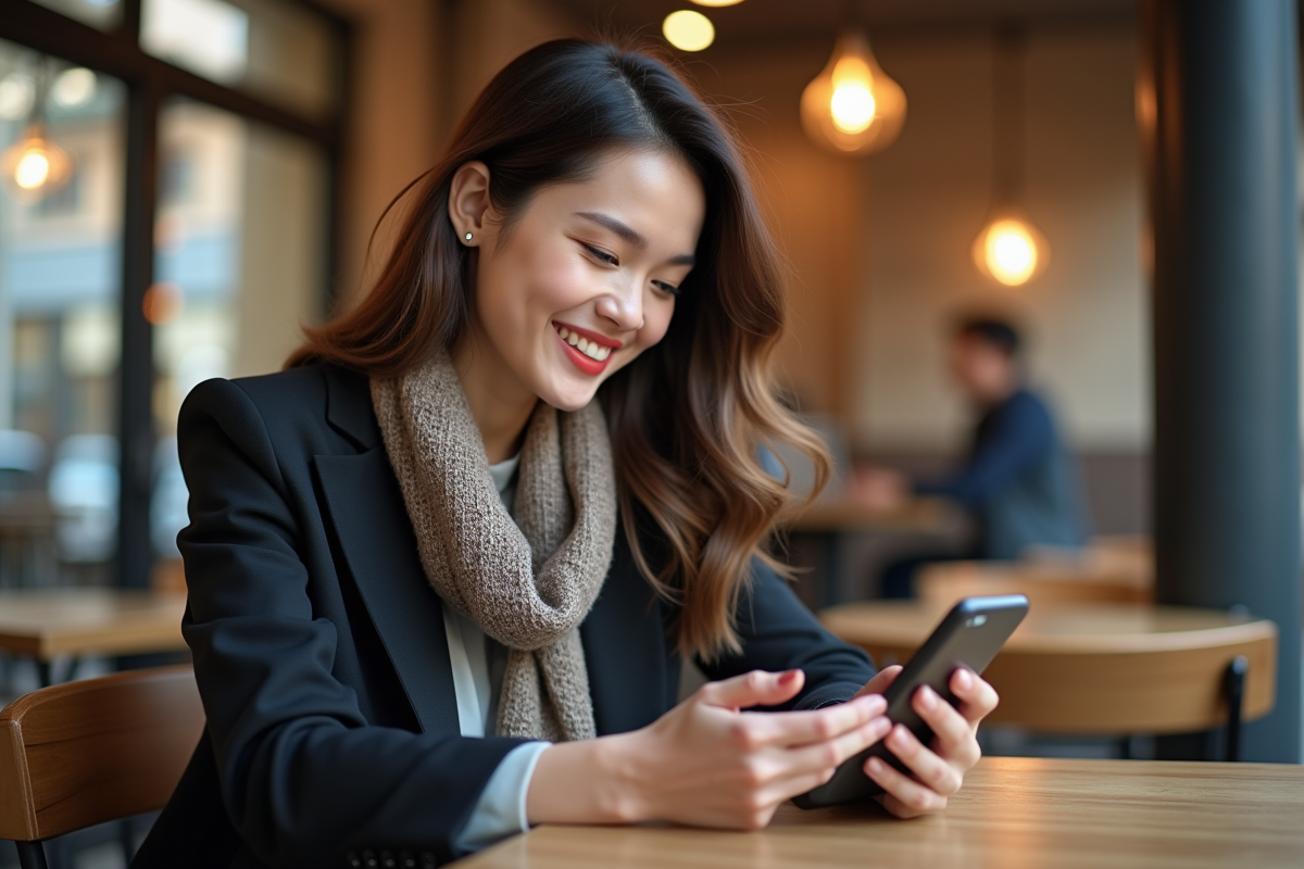Jeune femme professionnelle souriante avec carte Visa digitale