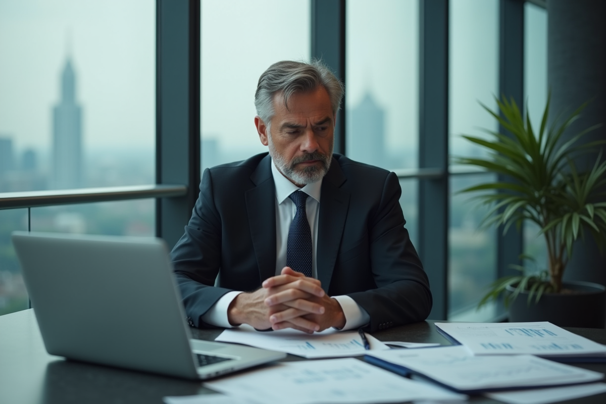 Homme d'affaires en costume dans un bureau moderne