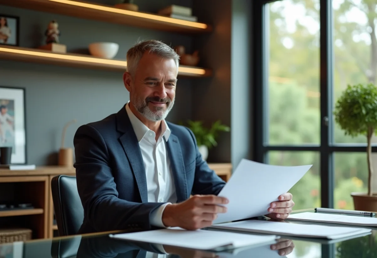 Homme confiant dans un bureau moderne pour l article