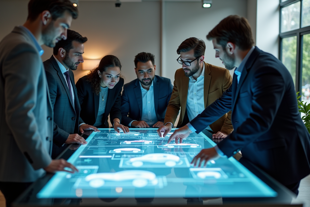 Groupe de jeunes professionnels autour d