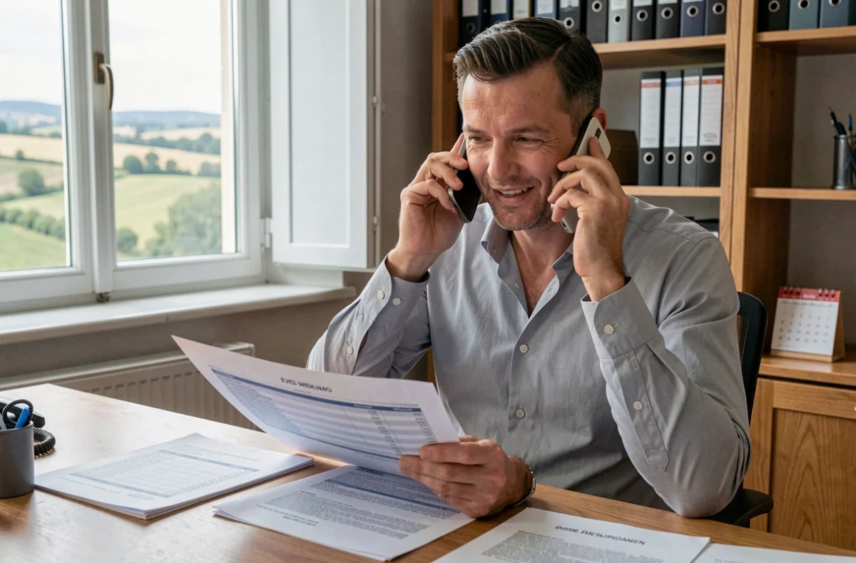 Courtier de LG Courtage au téléphone pour négocier un taux de crédit immobilier