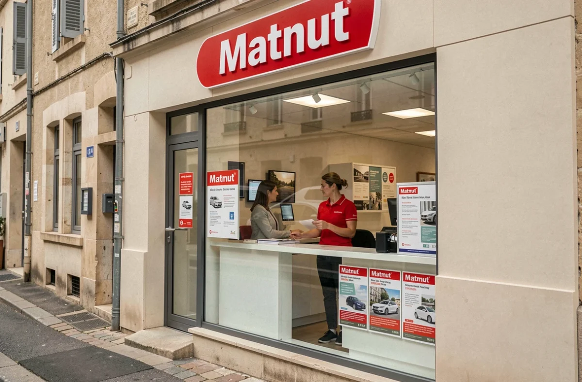 Agence Matmut dans la Loire avec une conseillère aidant un client au guichet