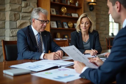 Officiels municipaux en r&eacute;union dans une mairie lumineuse