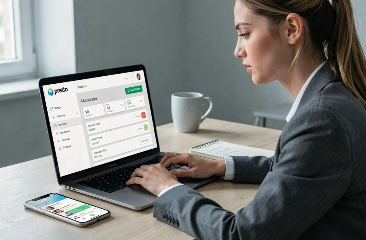 Utilisatrice consultant la plateforme en ligne Pretto pour une demande de prêt immobilier