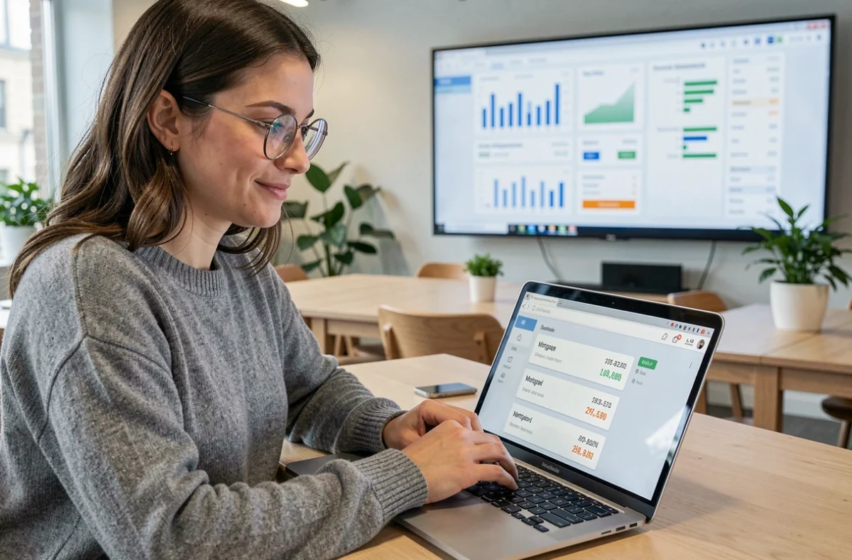 Utilisatrice comparant des offres de crédit immobilier sur la plateforme en ligne Pretto